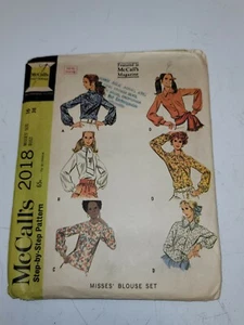 Vintage McCalls 2018 Muster 60er Jahre Größe 16 Bluse Schleife Kragen - Bild 1 von 2