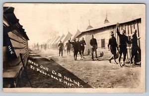 WWI US Army 16th Infantry Mess Call El Paso, TX Dec '15 Real Photo RPPC Postcard - Picture 1 of 2