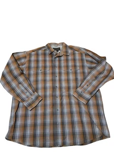 Ariat Pro Series Long Sleeve Pearl Snap Brown Gray Striped Shirt Men's Sz XXL - Picture 1 of 6
