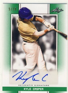 KYLE CASPER 2019 Leaf Perfect Game PG Green AUTO /10 ARIZONA - Afbeelding 1 van 1
