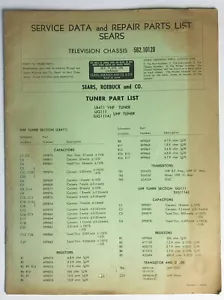 Hoja de corrección de chasis de televisión de colección lista de piezas de servicio Sears - Imagen 1 de 9