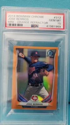 2014 Bowman #312 JOSE BERRIOS Refractor Rookie BASEBALL 3/4 CARD Blue Jay PSA 10 - Image 1 of 4