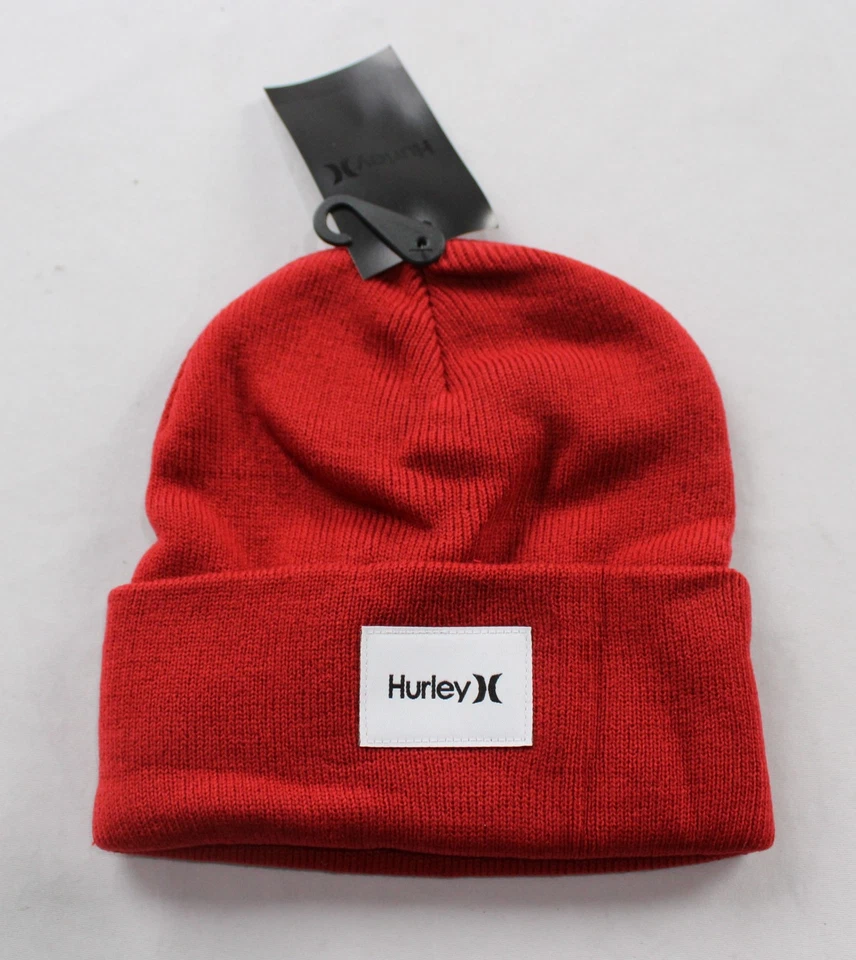 Hurley Beanie Red Maroon Unisex Patch Winter Beanie Cap CW5674