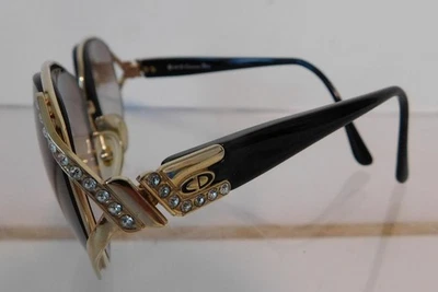 Vintage Christian Dior Sunglasses Austria Gold Rhinestone Embellished Frames - Image 1 of 4