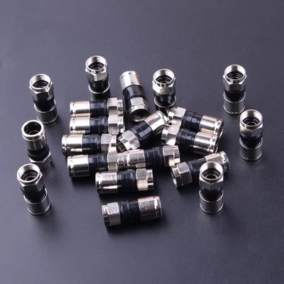 20Pcs F Type Compression Connectors Fitting Tool Fit For RG6 Coaxial Coax Cable - Image 1 of 3