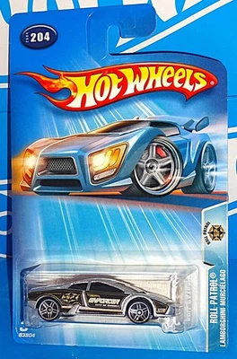 Hot Wheels 2004 Roll Patrol #204 Lamborghini Murcielago Silver w/ PR5s POLICE - Image 1 of 2