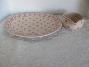 Laura Ashley Johnson Brothers Petite Fleur-Red Pink- 12" Platter & Gravy Boat - Picture 1 of 10
