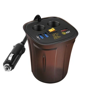 12V QC 3.0 Car Dual Cigarette Lighter 3 USB Charger Adapter for iPhone Samsung - Foto 1 di 9
