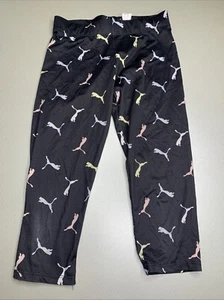 GIRLS PUMA LEGGINGS | Sz M | Multicolor All Over Logo Print - Picture 1 of 4