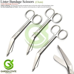 3 Pcs Lister Bandage Scissors 13cm Medical Nursing Scissor - Picture 1 of 3