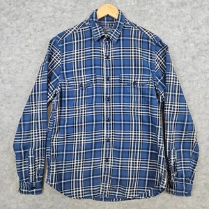 J Crew Herren blau kariertes Hemd Gr. M Knopf Pattentaschen Outdoor Camping Wandern - Bild 1 von 8