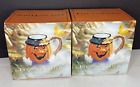 2 Fitz And Floyd Derby Pumpkins 2063/35 Mugs Halloween Jack O Lantern