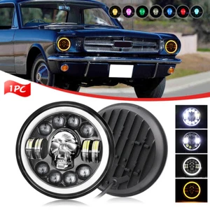 For Ford Mustang 1965-1973 7" Inch LED Headlights w/Skull DRL Turn Signal Light - Bild 1 von 10