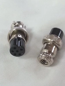 Pack of 2 - 6 Pin In-Line Mic Microphone Jack Female Mobile Connector CB Cable - Picture 1 of 1