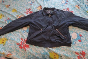 VTG FILA Sport Harrington Jacket Plaid Lining Size Medium Navy Blue Nylon - Picture 1 of 14