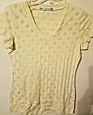 Camiseta Maurices Talla S Horquilla Agujero Extremo Cuello en V Amarillo Crema Lunares 26 L Foto 1 de 4