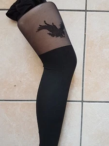 NEUF COLLANT FANTAISIE GIULIA PARI TATTOO 60 DEN NOIR TAILLE 4 = L AIGLE TIGHTS - Picture 1 of 4