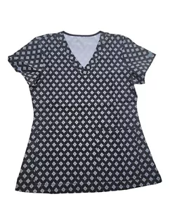 NWT Med Couture Floral Women's Lightweight Black & White Scrub Top Size- XS - Picture 1 of 8