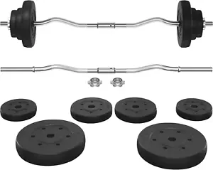 Barbell Set - Olympic Curl Bar & Weights (66LB, 55LB, 44LB) with Chrome Finish & - Picture 1 of 12