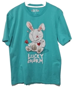 BKYS Glücksbringer Teddybär Shirt türkis grün Streetwear Alternative Grunge Medium - Bild 1 von 6