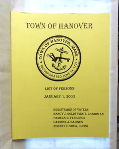 2003 Liste der Personen in der Stadt Hannover Massachusetts 125 Seiten SAUBER - Bild 1 von 3