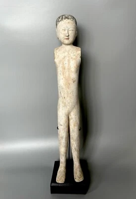 RARE! Ancient China Han Dynasty Terracotta Female Court Attendant With Pigments - Image 1 of 4