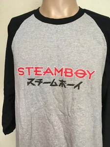 STEAMBOY JAPANESE ANIME BASEBALL RAGLAN T SHIRT Gray BLACK SLEEVES 2XL - Picture 1 of 12