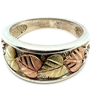 Blacck Hills Gold 12K Yellow and Rose Gold Sterling Silver Ring - Size 6 - Picture 1 of 7