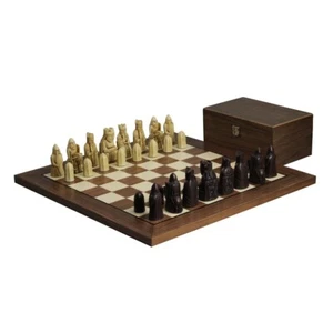 Isle of Lewis Chess set With II Ivory & Brown Resin Chess Pieces 3.5 Inch and Wa - Picture 1 of 9