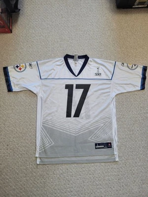 REEBOK 男式 PITTSBURGH 钢人队 #17 迈克华莱士超级碗 XLV NFL 球衣 XL — 第 1/4 张图片