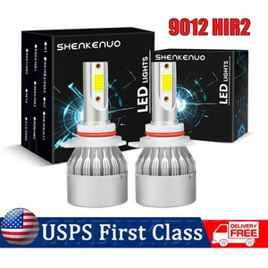 9012 HIR2 6000K LED Headlight Bulbs Kit High Low Beam Super Bright Combo White - Foto 1 di 9