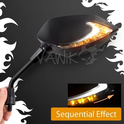 VAWiK LUCIFER Espejo Negro Vástago de Altura + Luces LED Doble Serie se adapta a M8 KYMCO Foto 1 de 4