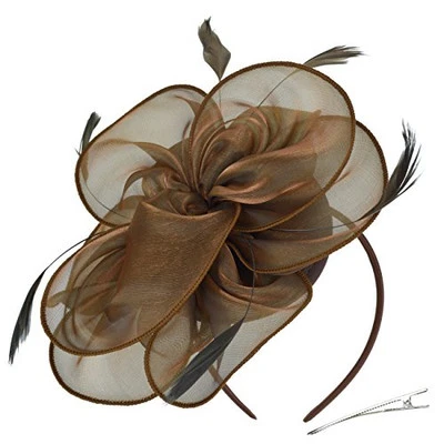  Sombrero Fascinators Tea Party Prendas para la cabeza Cintas Plumas en una diadema 8,2"/Marrón Foto 1 de 4