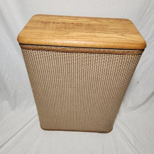 Vintage Redmon Wicker Hamper with Solid Wood Oak Lid Mid-Century Laundry Basket - Picture 1 of 14