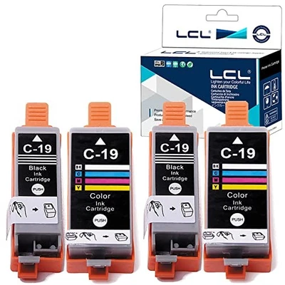 LCL BCI-19 4-Pack Compatible Ink Cartridges for Canon 2 Black and 2 Colors - Image 1 of 4
