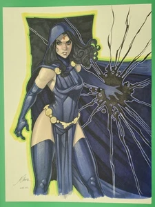 Original Mario Chavez Comic Kunst Pinup Skizze Farbe 9"x12" Teen Titans Rabe - Bild 1 von 1