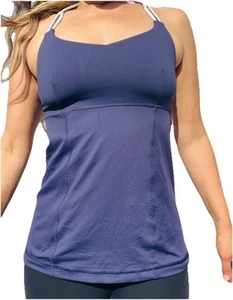 Lululemon Alight Halter Cadet Navy Blue Tank Top Size 6 Angel Wing Open Back S - Imagen 1 de 18