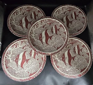 Lot Of 5 Vintage 1940s Don Blanding Coral Reef Dinner Plate Vernon Kilns READ - Picture 1 of 24