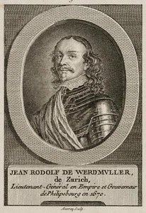 P. AUVRAY (*1736), Schweizer Landsknecht Jean Rodolf de Werdmuller, KSt. - Bild 1 von 4