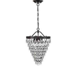 Hukoro 3-Light Hanging Adjustable Chandelier with Black Finish and Clear Glass - Picture 1 of 4