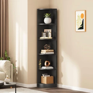 5-Tier Corner Shelf, 70.8" Tall Modern Free Standing Corner Bookshelf, 5 Shelf D - Picture 1 of 9