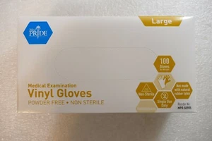 MedPride *LARGE* Powder-Free Vinyl Exam Gloves FAST Shipping - Picture 1 of 2