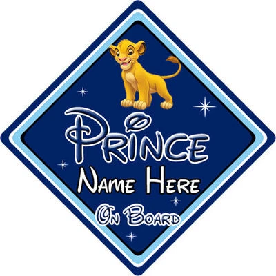 Baby On Board Car Sign Disney Lion King Simba DB - Personalised