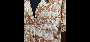 New Women's Cotton Short Sleeve Pajama Pants set printed brown color size Large - Picture 1 of 5