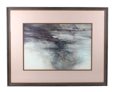 Mid Century Blue Abstract Watercolor Signed Robert Cremins - Image 1 of 4