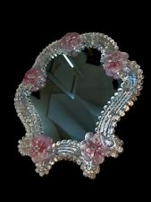Mirror Venetian With Blossom Pink IN Murano Glass For Bedside Table