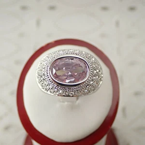 Anillo de cóctel Camille Lucie Lavender CZ enchapado en rodio talla 9 de acento transparente - Imagen 1 de 8