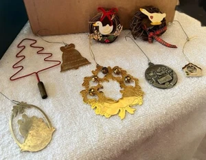 Vintage Christmas Ornaments G. Duchin Brass-Tree-Wreaths-Tewksberry Bird 8 PcLot - Picture 1 of 24