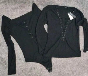 Ladies Black Top (XL) New + Body Suit (L) used - Picture 1 of 9