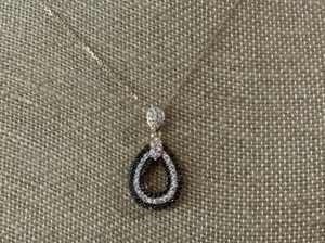 Suzy Levian Rose Sterling Silver Brown Cubic Zirconia Tear Drop Pendant Necklace - Picture 1 of 4